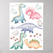 Kinderkamer print Kleurrijke dinosauriën poster (Voorkant)