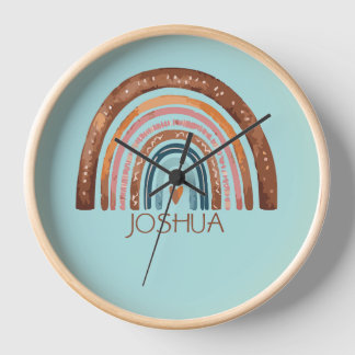 KINDERKAMER REGENBOOG JONGENS NAAM KLOK