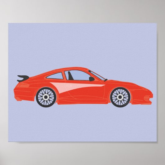 Kinderkamer rode cartoon auto illustratie afdruk poster (Voorkant)