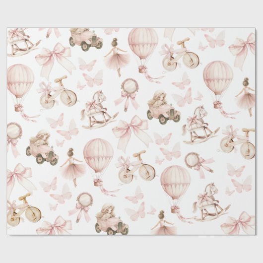 kinderkamer roze meisje cadeaupapier (Vlak)