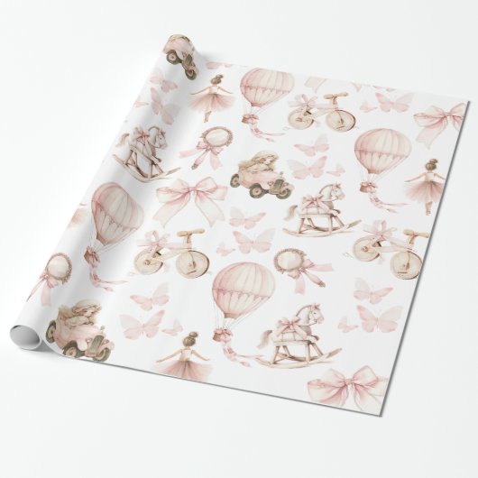 kinderkamer roze meisje cadeaupapier (Uitgerold)