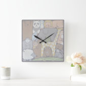 Kinderkamer/stapel dieren kunst vierkante klok (Huis)