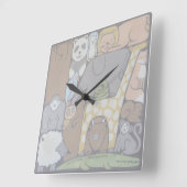Kinderkamer/stapel dieren kunst vierkante klok (Hoek)