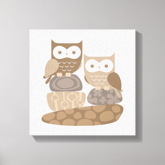 Kinderkamer Uil Modern Neutraal Canvas Kunst (Voorkant)