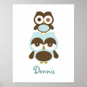Kinderkamer uilen jongens poster kunst (Voorkant)