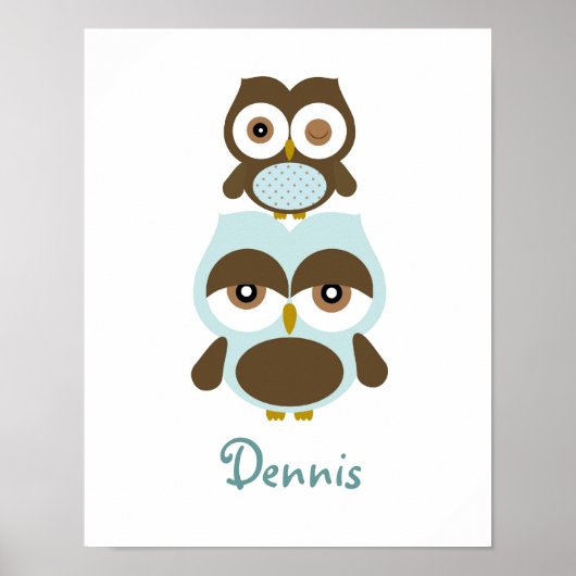 Kinderkamer uilen jongens poster kunst (Voorkant)