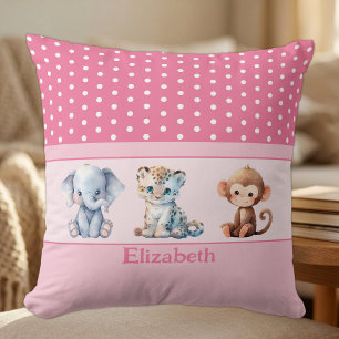 Kinderkamer voeg naam toe cute dieren roze kussen