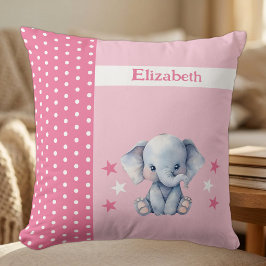 Kinderkamer voeg naam toe cute olifant roze kussen