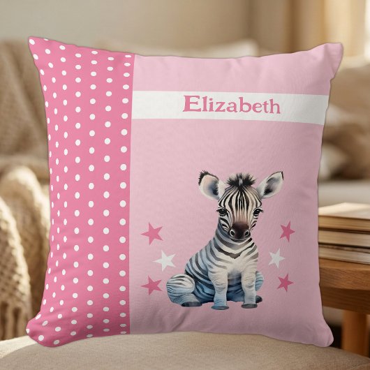 Kinderkamer voeg naam toe cute zebra roze kussen
