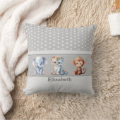 Kinderkamer voeg naam toe leuke dieren grijs kussen (Deken)