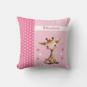 Kinderkamer voeg naam toe leuke giraffe roze kussen (Voorkant)