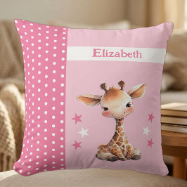 Kinderkamer voeg naam toe leuke giraffe roze kussen