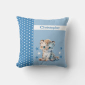 Kinderkamer voeg naam toe leuke luipaard blauw kussen (Voorkant)