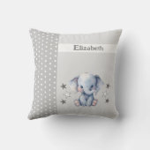 Kinderkamer voeg naam toe leuke olifant grijs kussen (Achterkant)