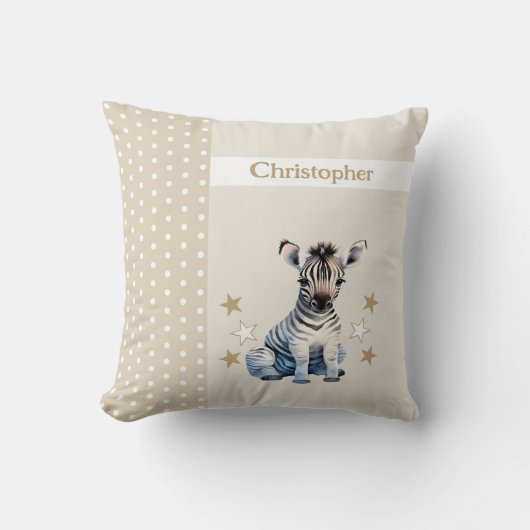 Kinderkamer voeg naam toe leuke zebra bruin kussen (Voorkant)