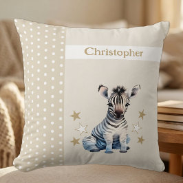 Kinderkamer voeg naam toe schattige zebra bruin kussen