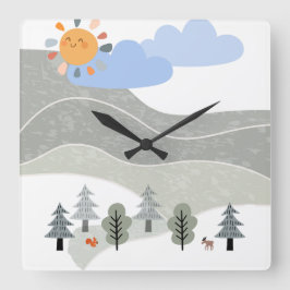 Kinderkamerklok Vierkante Klok