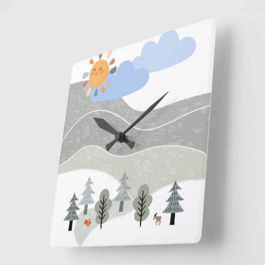 Kinderkamerklok Vierkante Klok (Hoek)