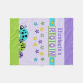 Kinderkamernaam sterren ladybugs paars groen fleece deken (Voorkant (Horizontaal))
