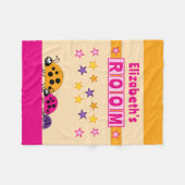 Kinderkamernaam sterren ladybugs roze sinaasappel fleece deken (Voorkant (Horizontaal))