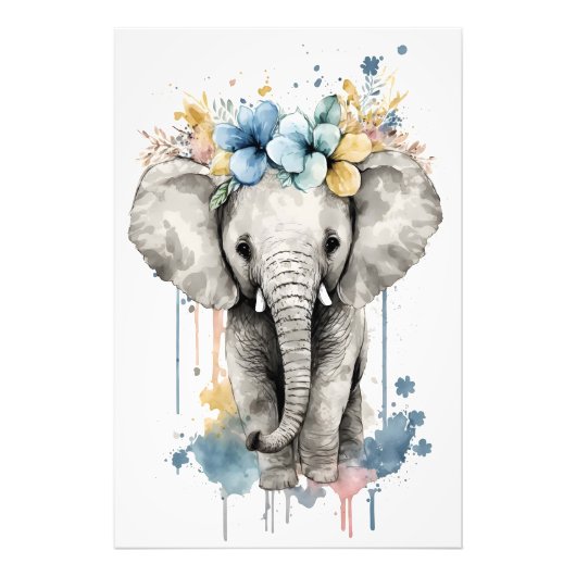 Kinderkamerplaatjes van Dieren: Baby Olifant Foto Afdruk (Voorkant)