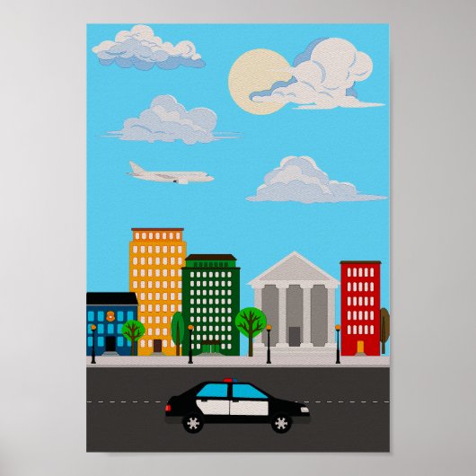 Kinderkamerposter politiewagen voor kinderen Voert Poster (Voorkant)