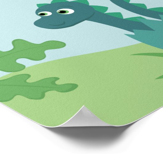 Kinderkamerposter schattige babyjongen dinosaurus  poster (Hoek)