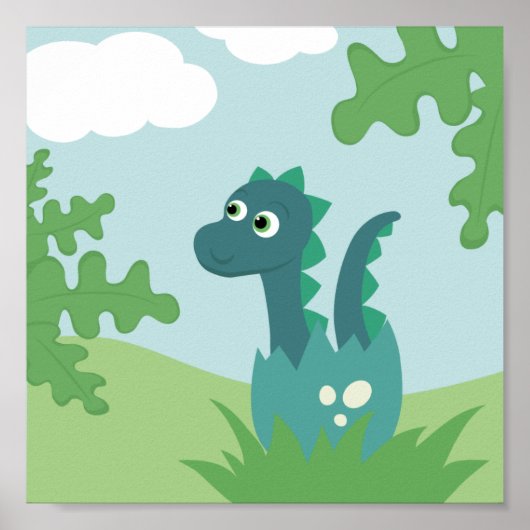 Kinderkamerposter schattige babyjongen dinosaurus  poster (Voorkant)