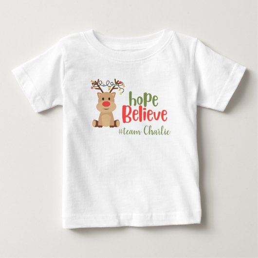 kinderkanker. Aangepaste kerst Baby T-shirt (Voorkant)