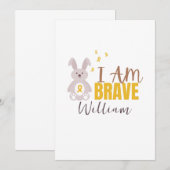 kinderkanker. Aangepaste naam. dapper. Uitnodiging (Voorkant / Achterkant)