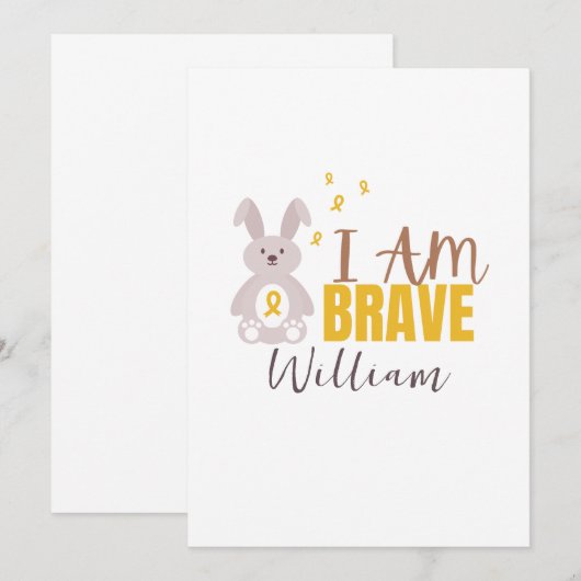 kinderkanker. Aangepaste naam. dapper. Uitnodiging (Voorkant / Achterkant)