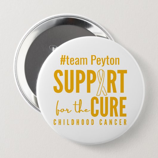 kinderkanker aangepaste naam ondersteuning genezen ronde button 4,0 cm (Voorkant /achterkant)