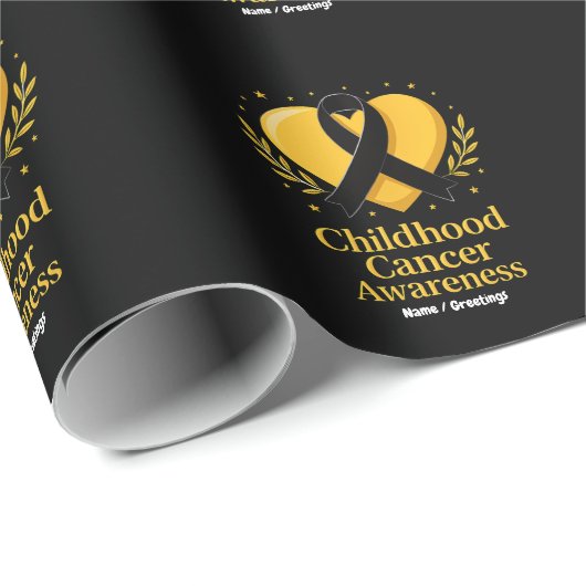 Kinderkanker Bewustzijn Krijger Gouden Hart Cadeaupapier (Rol Hoek)