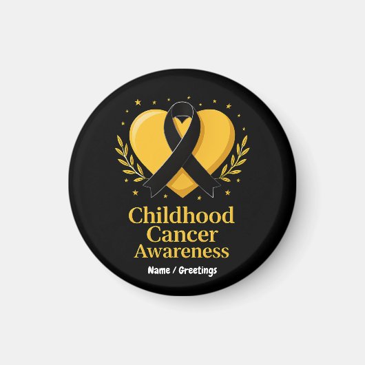 Kinderkanker Bewustzijn Krijger Gouden Hart Magneet (Voorkant)