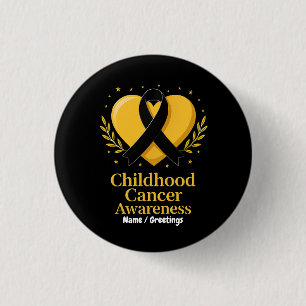 Kinderkanker Bewustzijn Krijger Gouden Hart Ronde Button 3,2 Cm