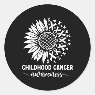 Kinderkanker Bewustzijn Zonnebloem Geel Kind Ronde Sticker