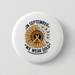 Kinderkanker Bewustzijnslint met vlinder Ronde Button 5,7 Cm