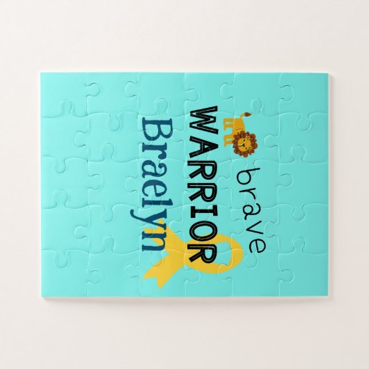 kinderkanker.brave krijger.Custom naam Puzzel (Horizontaal)