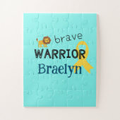 kinderkanker.brave krijger.Custom naam Puzzel (Verticaal)