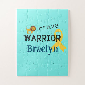 kinderkanker.brave krijger.Custom naam Puzzel Legpuzzel