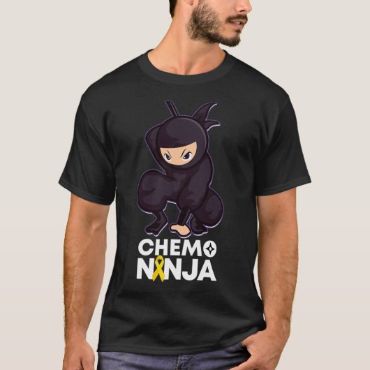 Kinderkanker Chemo Ninja Ribbon T-shirt (Voorkant)
