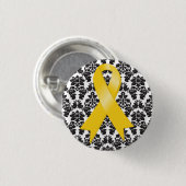 Kinderkanker Damask Gold Ribbon Ronde Button 3,2 Cm (Voorkant /achterkant)