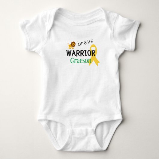 kinderkanker.dappere krijger.CustomBabyBody-pak Romper (Voorkant)
