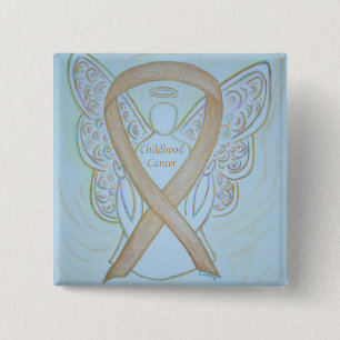 Kinderkanker Engel Gold Awareness Ribbon Pins Vierkante Button 5,1 Cm
