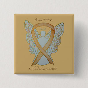 Kinderkanker Engel Gold Awareness Ribbon Pins Vierkante Button 5,1 Cm