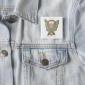 Kinderkanker Engel Gold Awareness Ribbon Pins Vierkante Button 5,1 Cm (In situ)