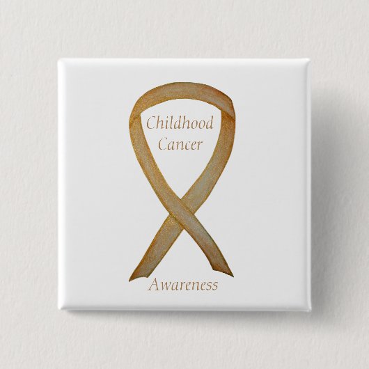 Kinderkanker Engel Gold Awareness Ribbon Pins Vierkante Button 5,1 Cm (Voorkant)