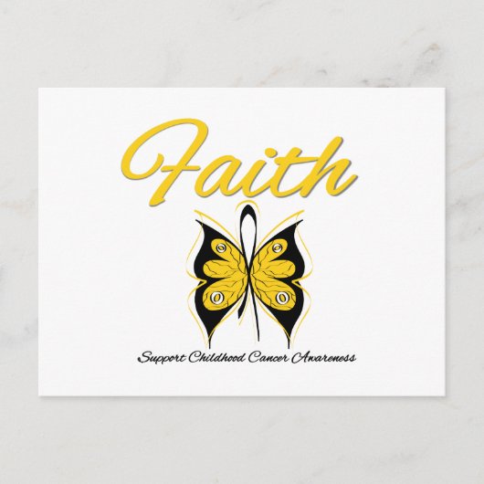 Kinderkanker Faith Butterfly Ribbon Briefkaart (Voorkant)