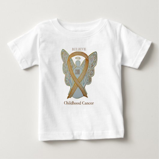 Kinderkanker Gold Awareness Ribbon Angel Shirt (Voorkant)