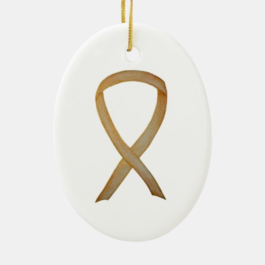 Kinderkanker Gold Awareness Ribbon Ornaments Keramisch Ornament (Achterkant)